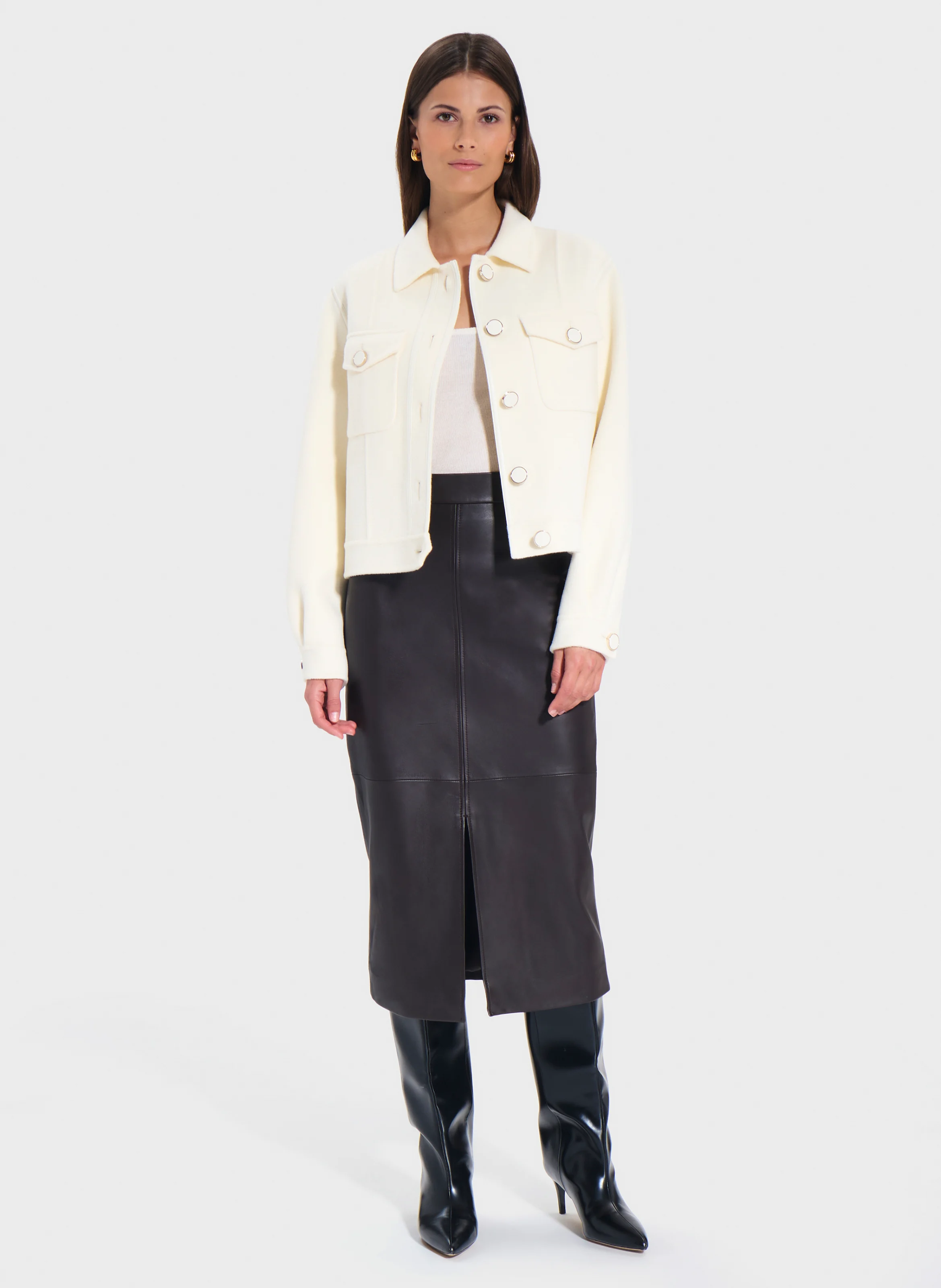 VAILLY - Veste col classe en laine mélangée | Blanc