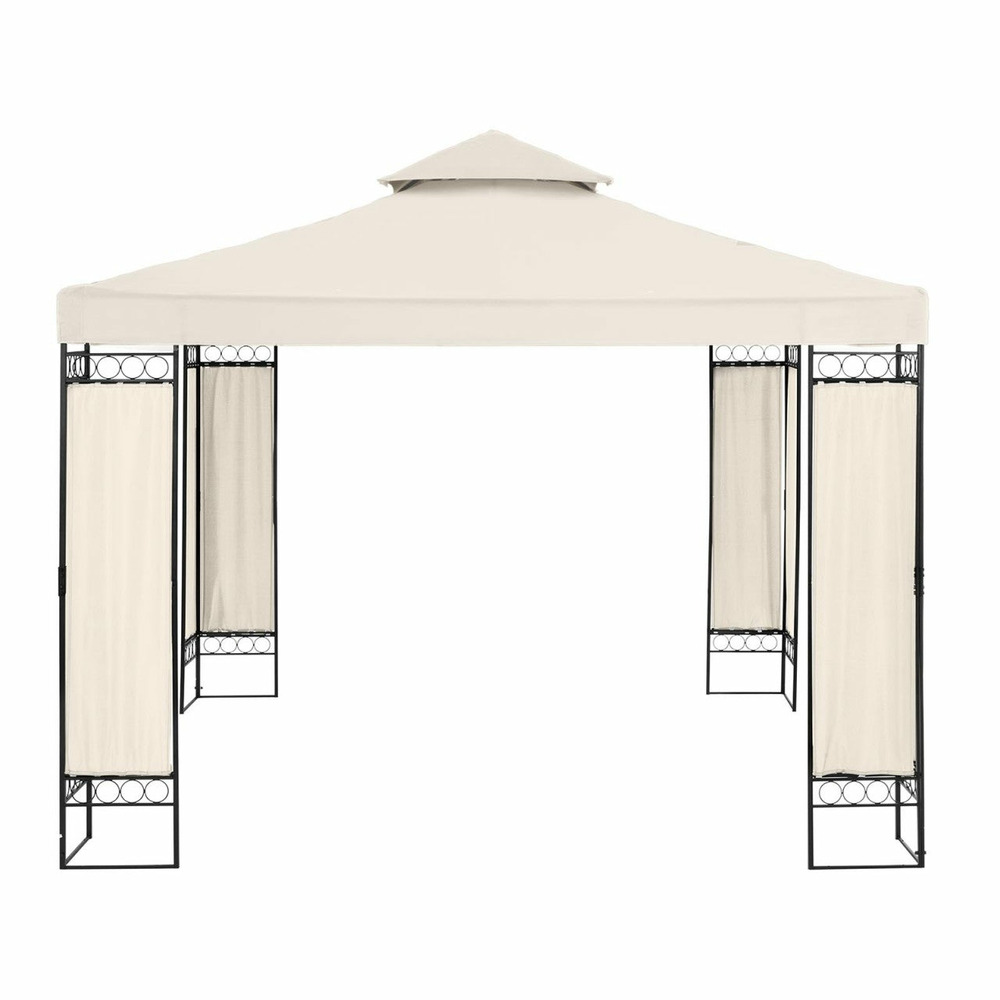 Pergola pavillon barnum tonnelle tente abri gazebo de jardin terrasse 3 x 3 m 160 g/m² beige
