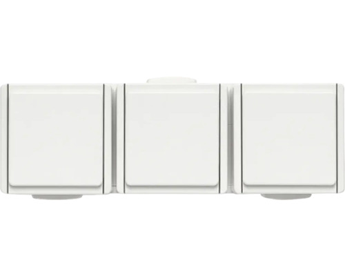 Opbouw 3-voudige stopcontact voor vochtige ruimten, IP54, horizontaal, wit