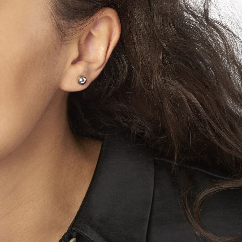 Boucles D'oreilles Puces Fidelia Boule Or Blanc