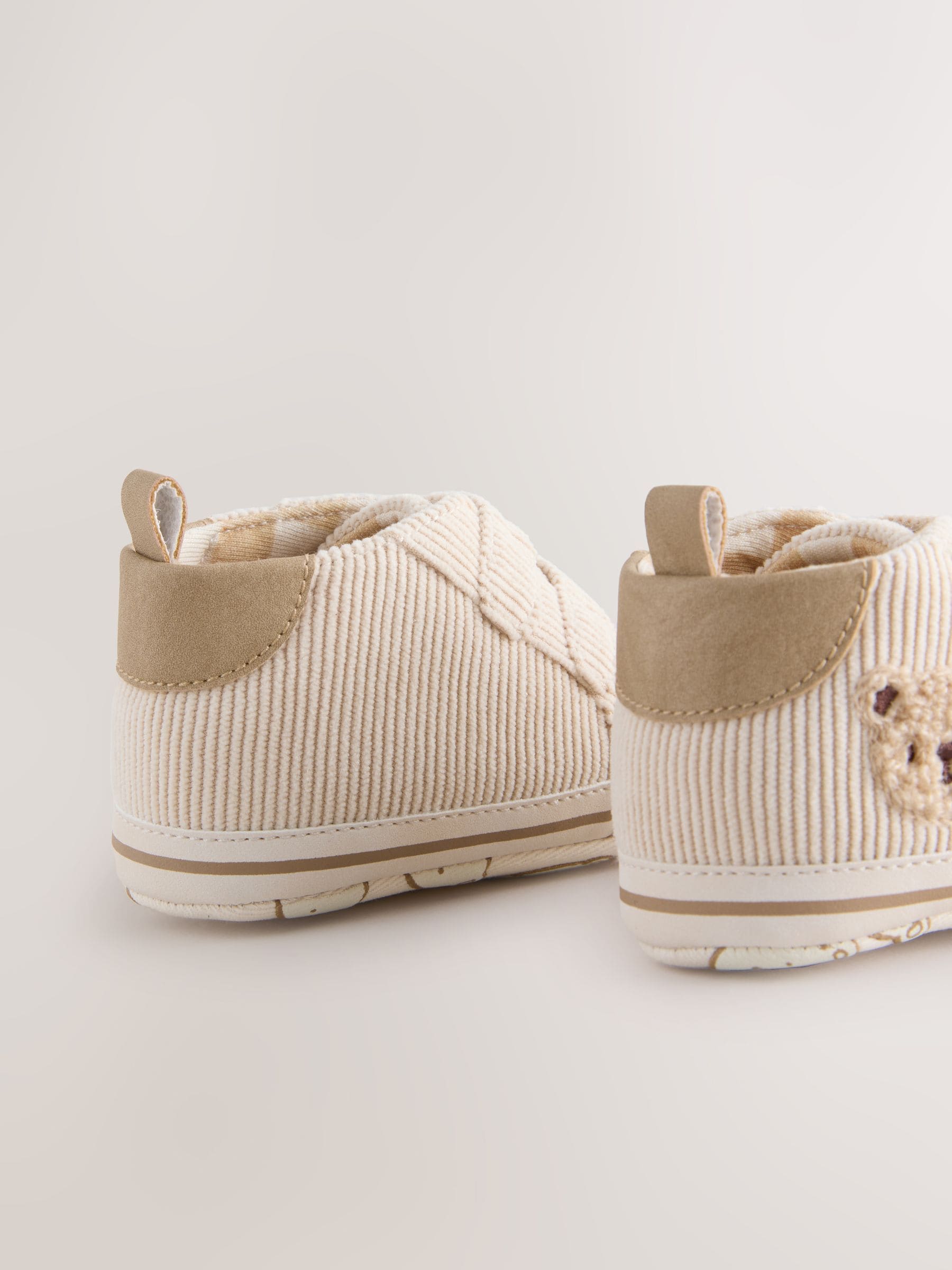 Neutraal met beren - Babysneakers met klittenbandsluiting (0-2mnd)
