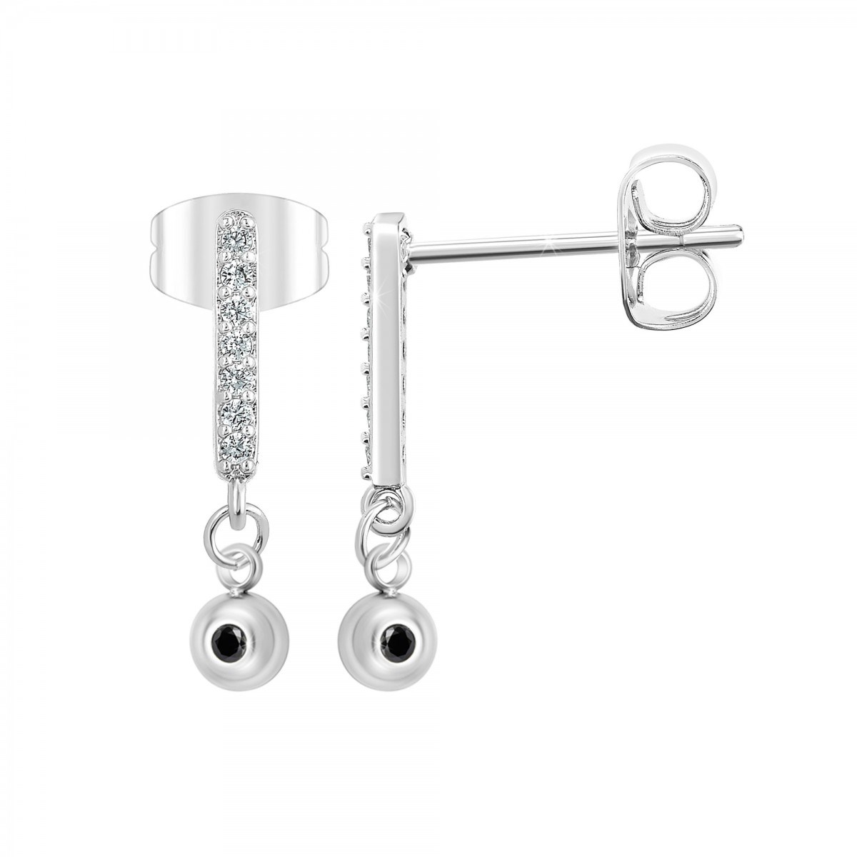 Boucles d'oreilles SC Crystal ornées d'un véritable diamant noir
