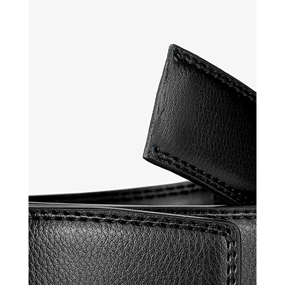 (125cm) Echtleder Gürtel Accessoire Ratschengürtel mit Schnalle - Schwarz