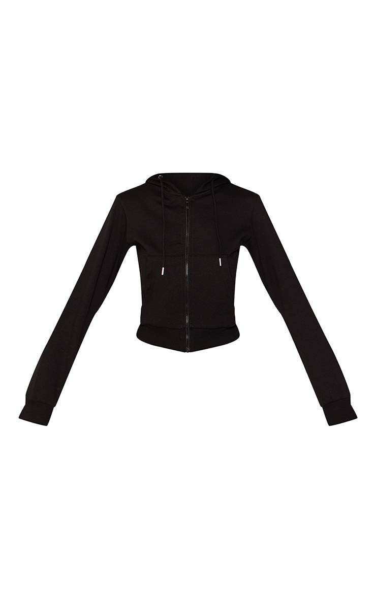 Noir Veste Zippée Ajustée À Imprimé Health