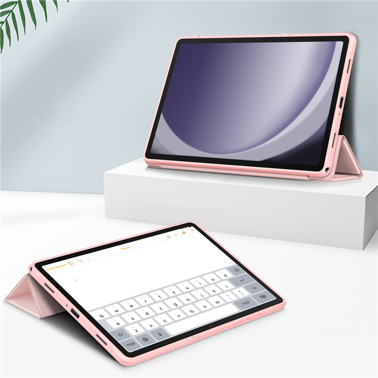 Samsung Galaxy Tab A9  Plus Hybrid Leder Tasche Smart Case Flip Cover Hülle   S-Pen Halterung - Rosa