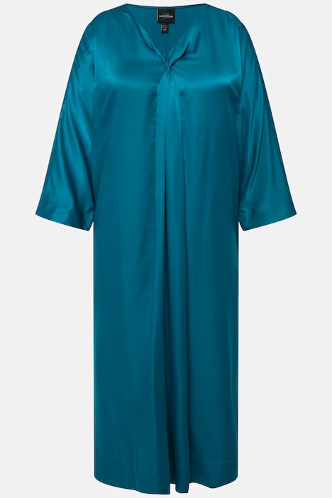 Midikleid, Satin, V-Ausschnitt, Halbarm, Taschen