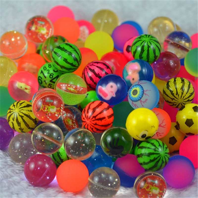 (100er Set) Ø25mm Gummi Ball Bouncing Hüpfball Spielzeug Mitgebsel Flummi - Assortiert