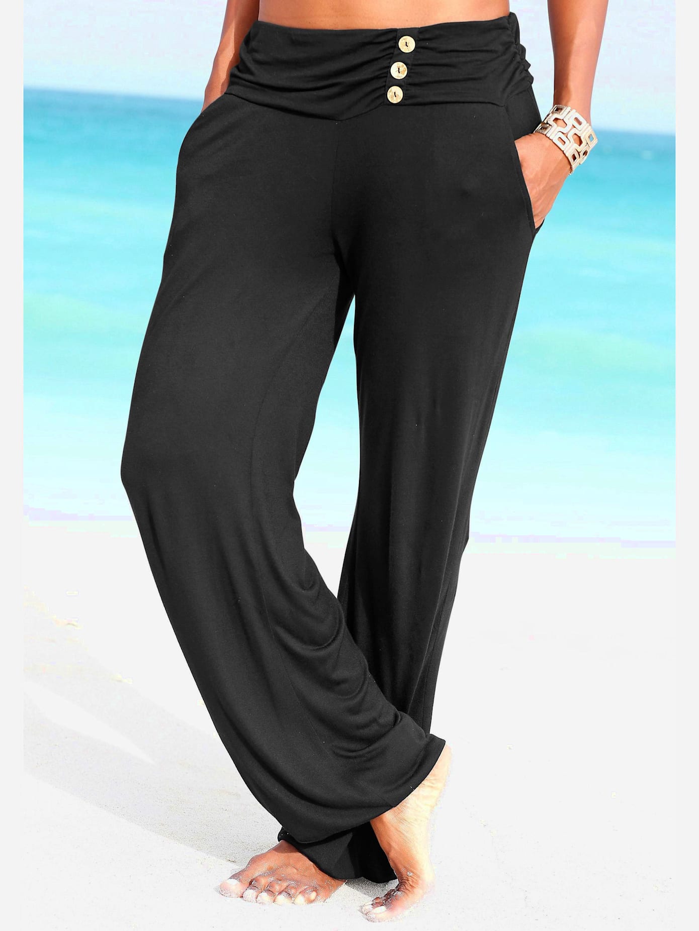 Pantalon de plage léger avec boutons décoratifs