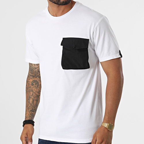 Tee Shirt Poche T8814 Blanc Noir