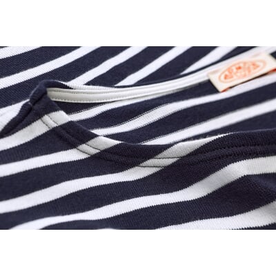 Damen-Strickkleid geringelt, Blau-Weiß