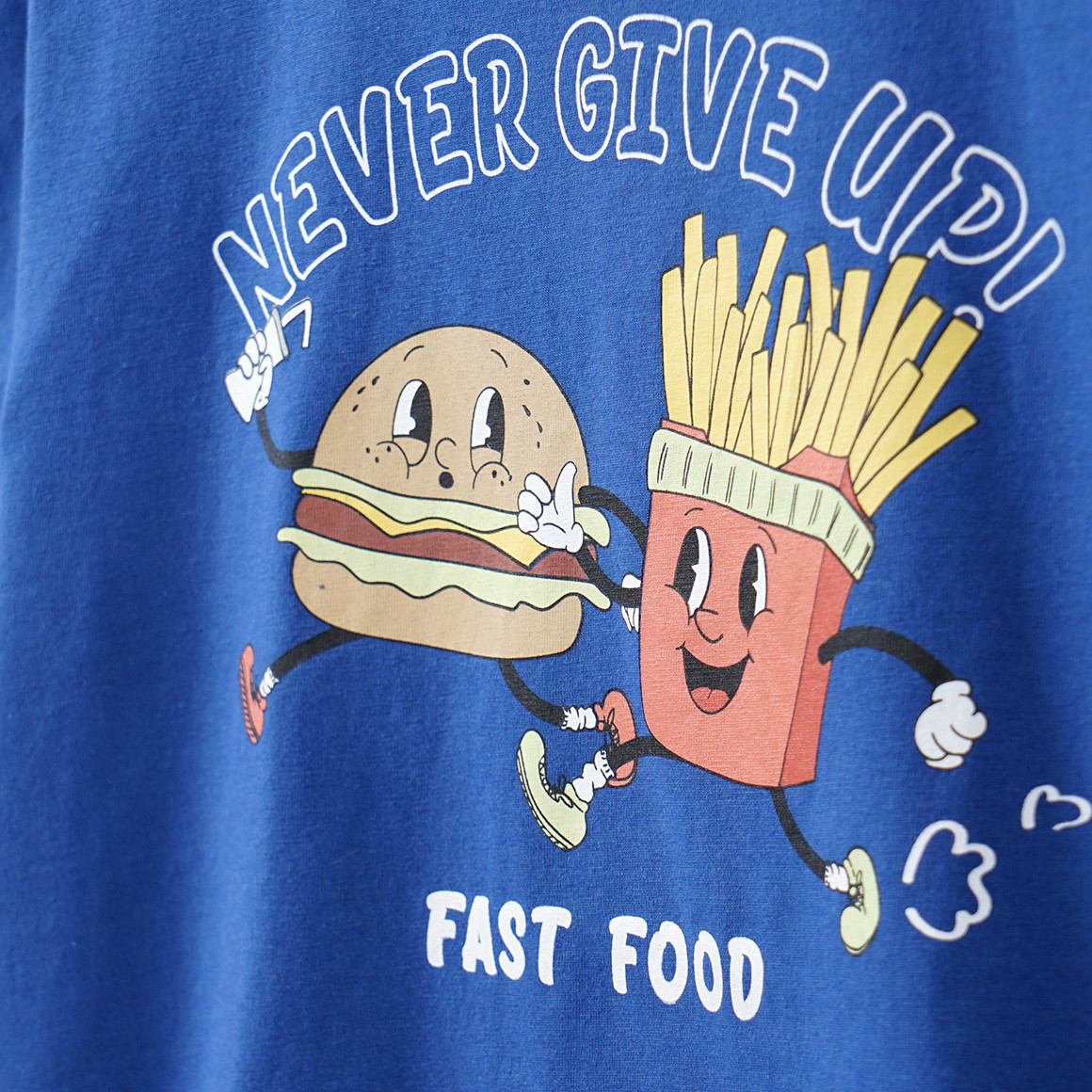 Famy 3 Jungen T-Shirts mit Fast Food Prints blau / dunkelblau / hellblau