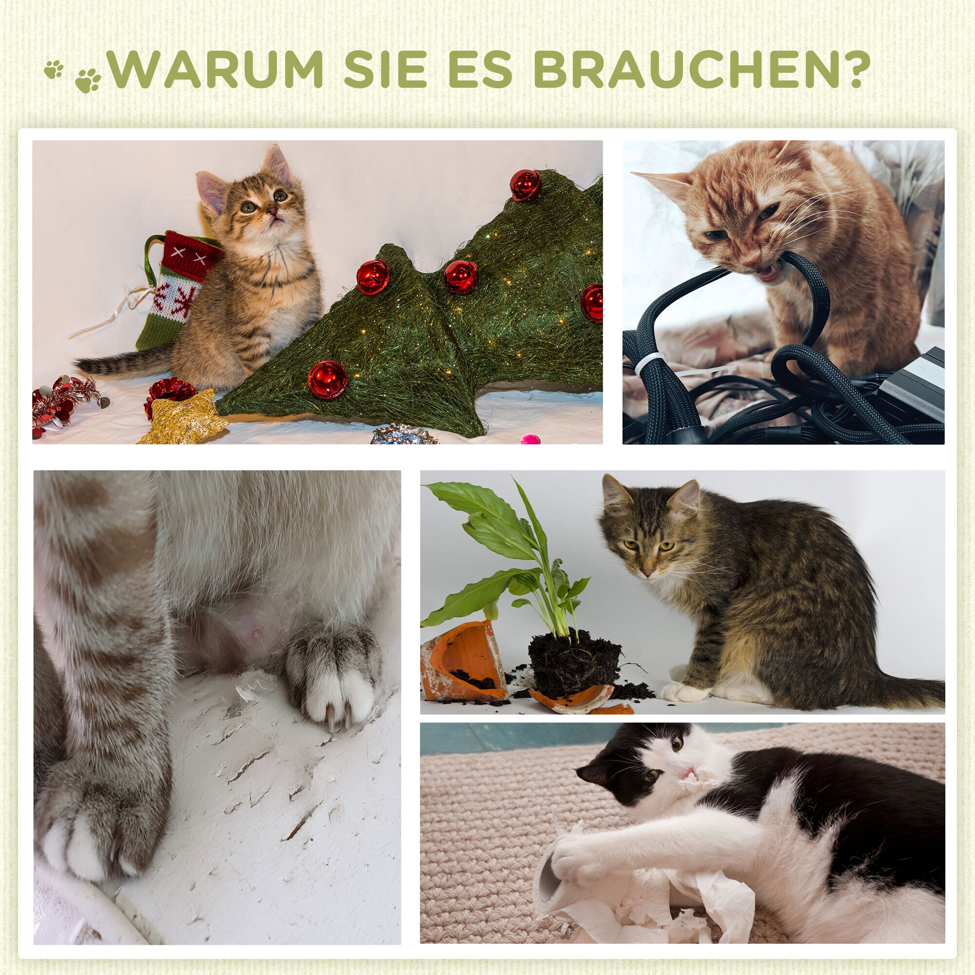 PawHut Kratzbaum mit Hängematte und Pfotenplattform bunt 43L x 39B x 52H cm
