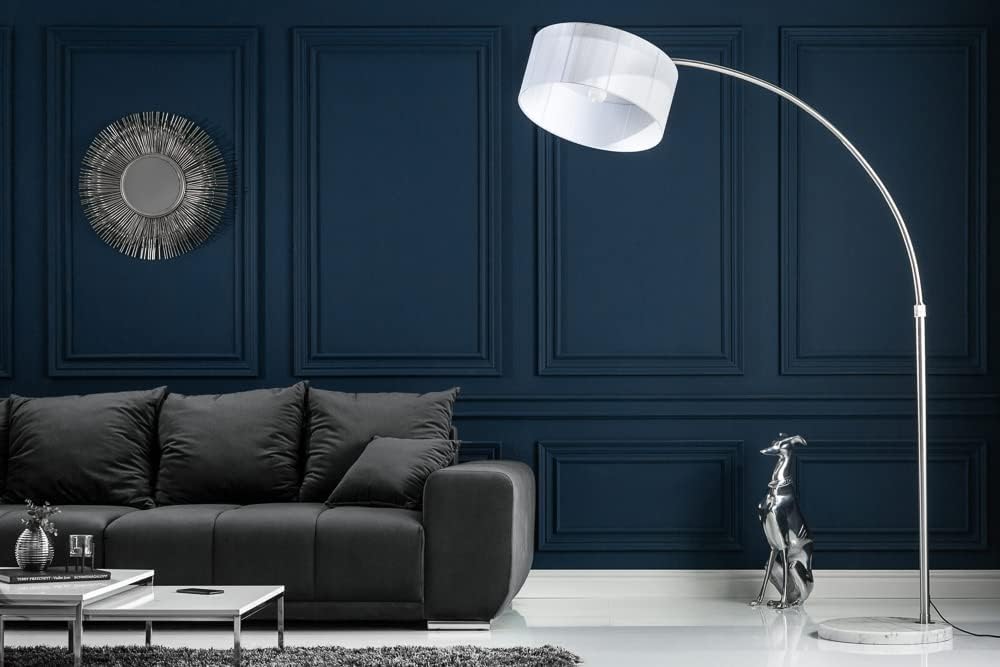 invicta INTERIOR Bogenleuchte EXTENSO weiß mit weißem Marmorfuß Bogenlampe