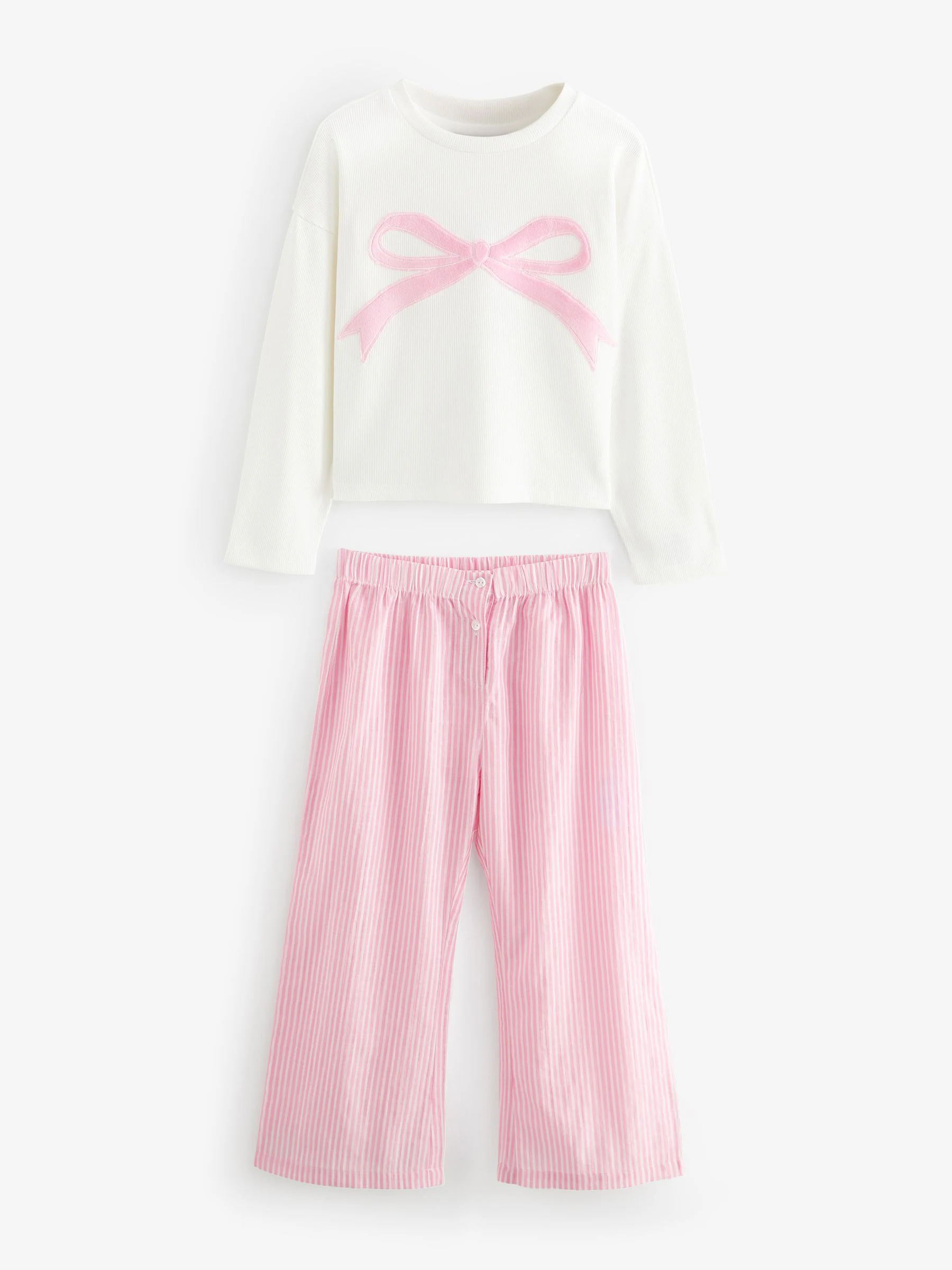 Pink Bow Stripe - Geweven pyjama (9mnd-16jr)
