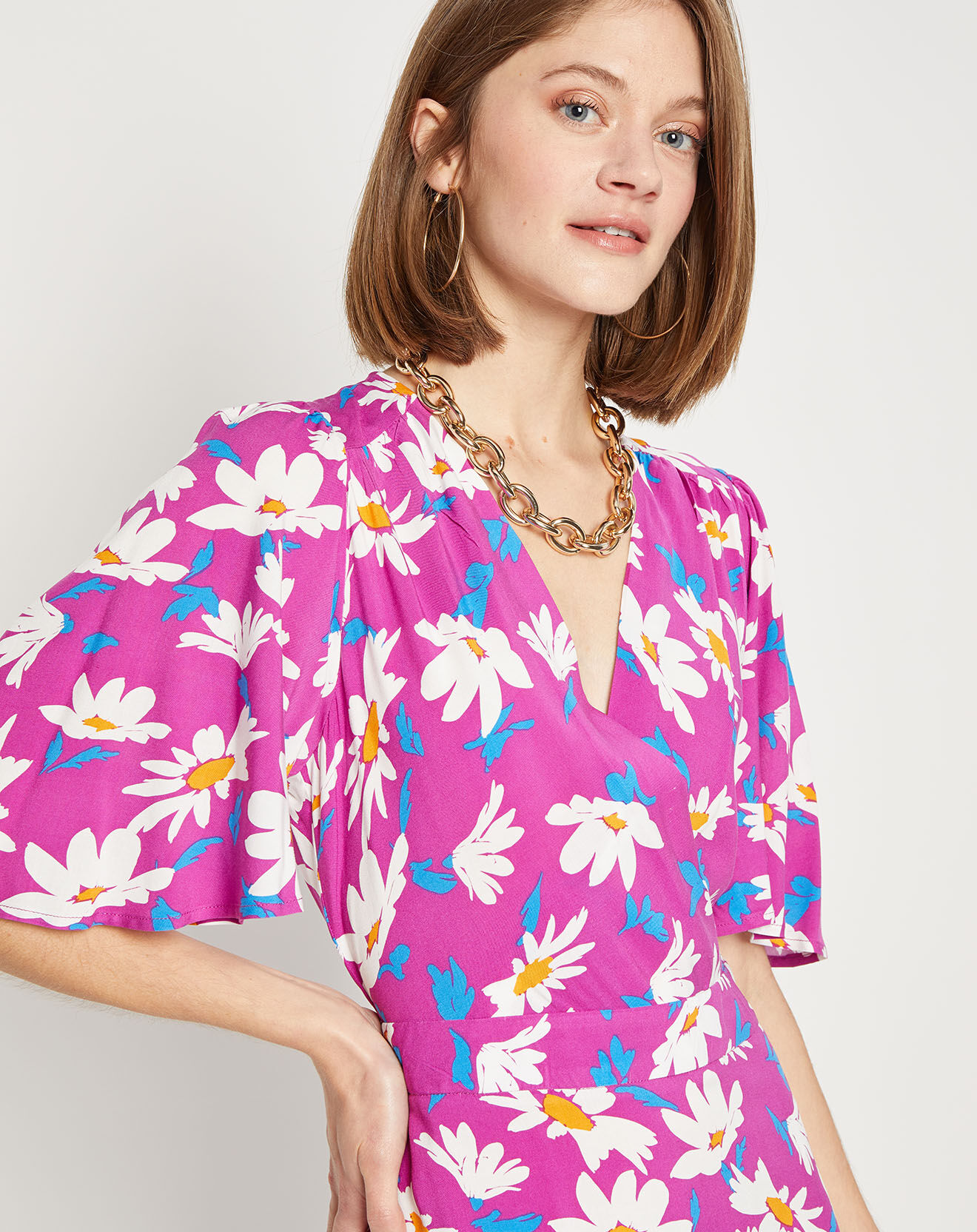 La Petite Etoile Robe Iselda imprimée marguerites violette