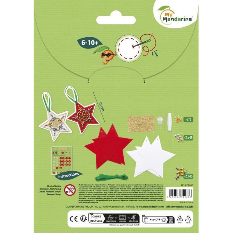 Kit à broder, déco étoiles - Vert