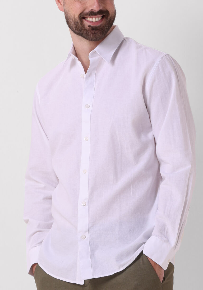 SELECTED HOMME witte selected homme casual overhemd slhslimnew-linen shirt ls noos