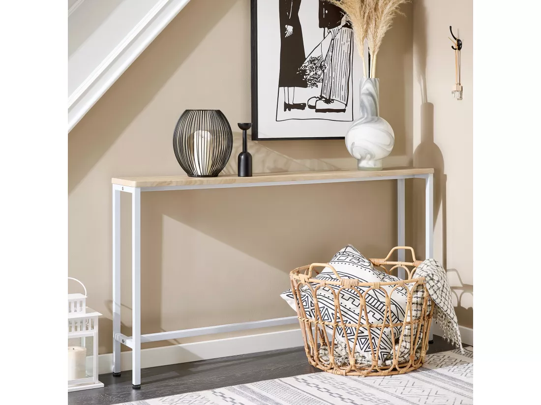 FSB19-Z Table Console Table d'appoint Cadre et 4 Pieds en Fer