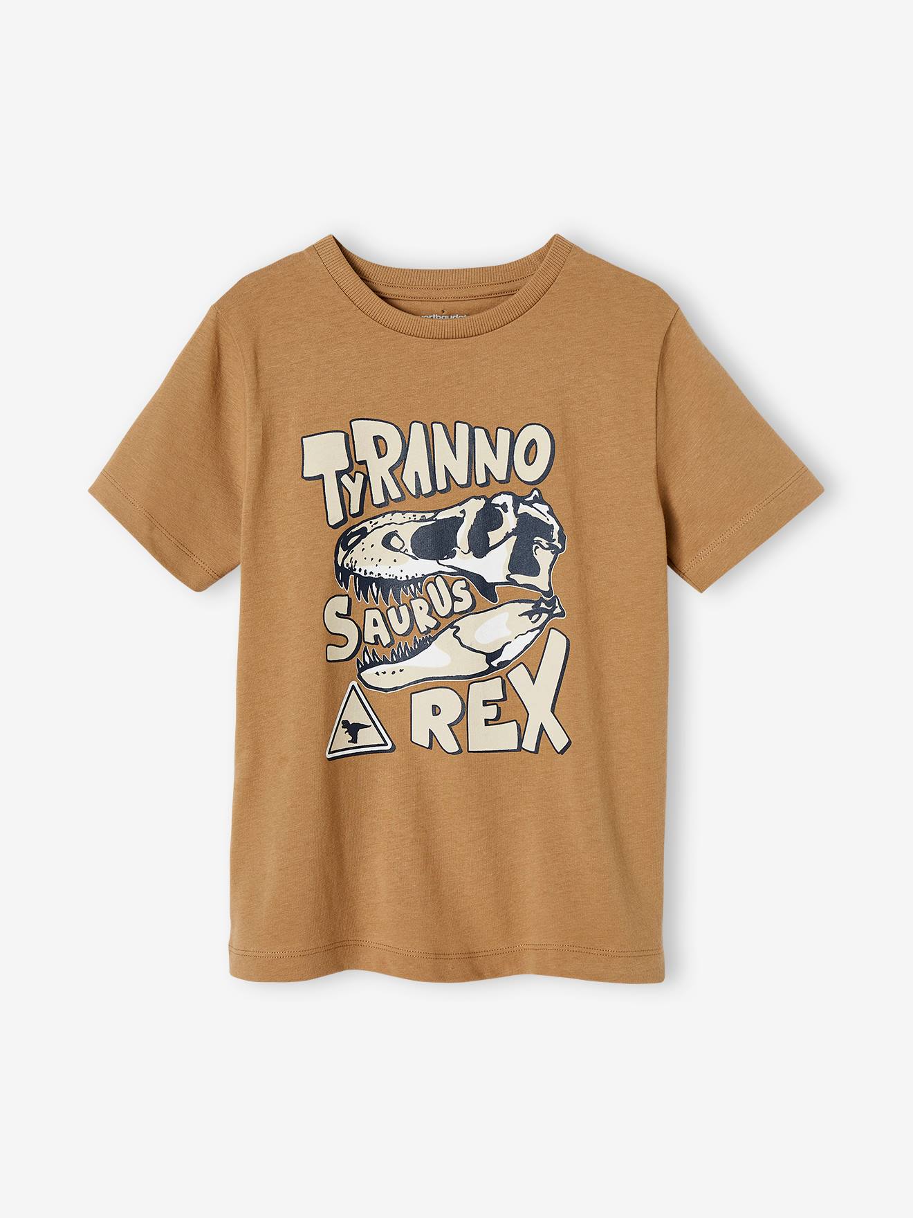 Camiseta bege com estampa de dinossauro para meninos
