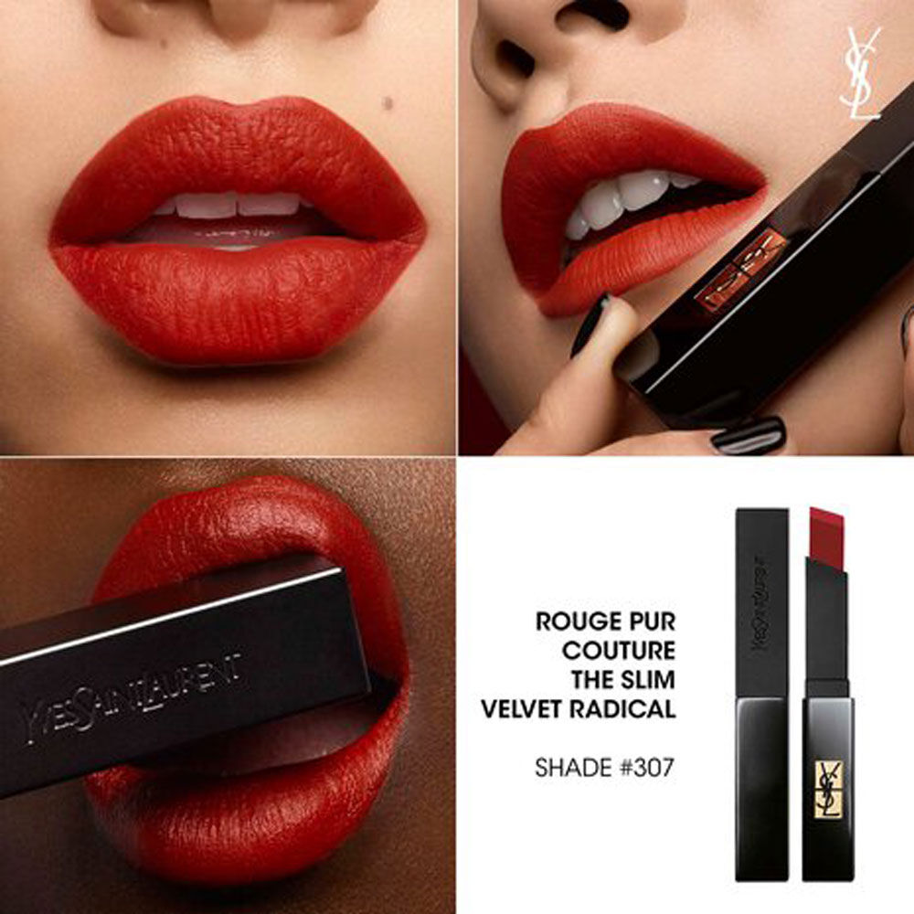 Rouge Pur Couture The Slim Velvet Radical  Rouge à Lèvres Mat Effet Velours - Longue Tenue et Confort - 307 Chili Uncovered