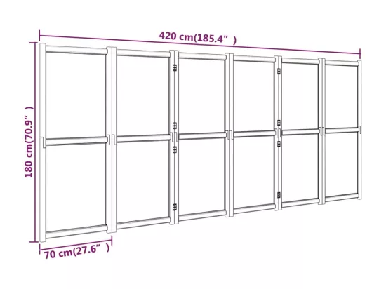 Cloison de séparation 6 panneaux Blanc crème 420x180 cm