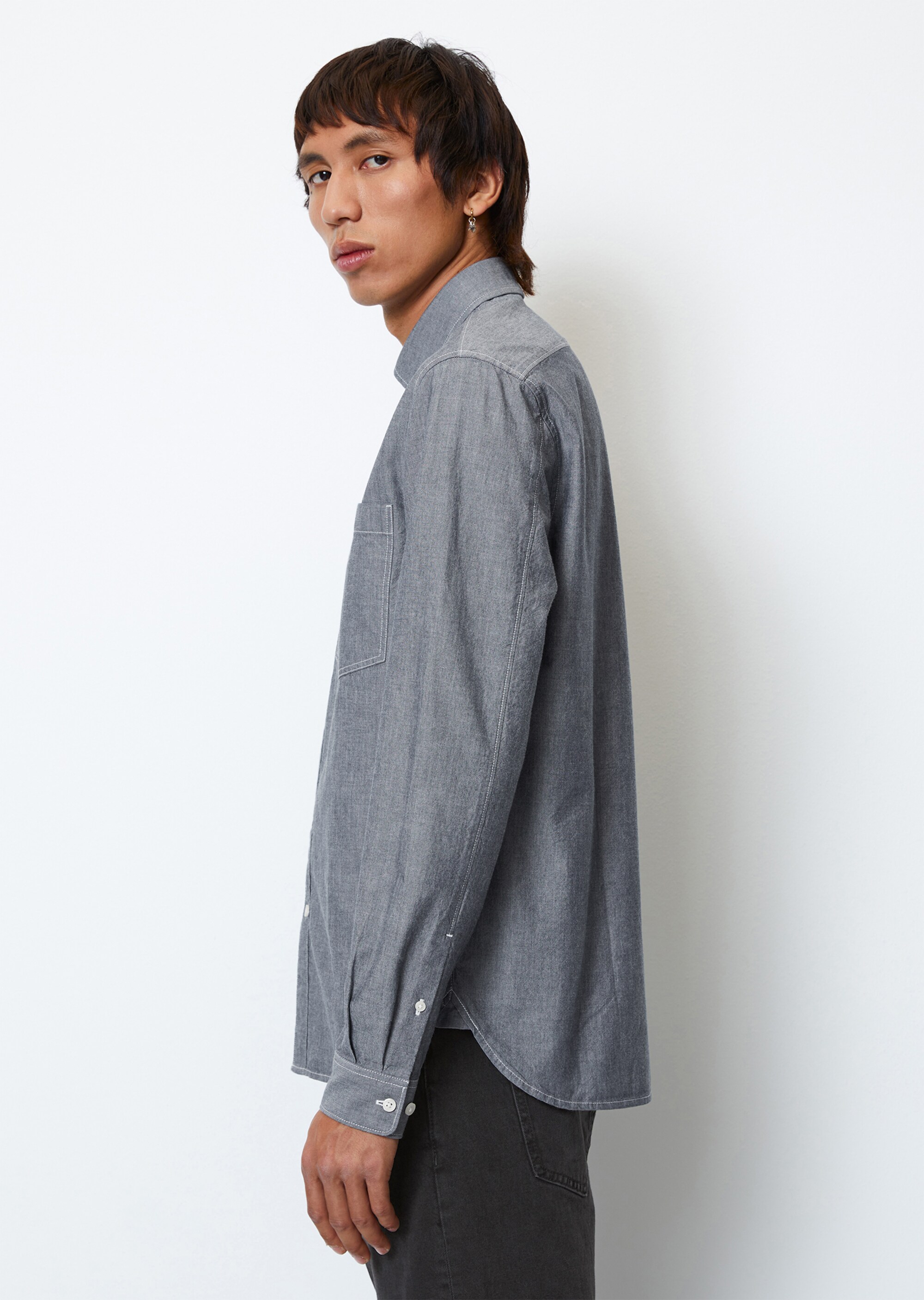 Chambray-Hemd regular mit Button-Down-Kragen
