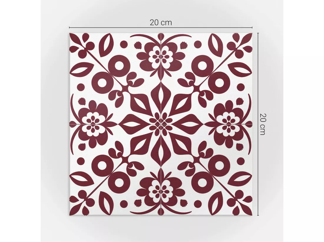 Carreaux autocollants PVC, Carrelage PVC adhésif - 20x20x20 - Motif floral avec des feuilles
