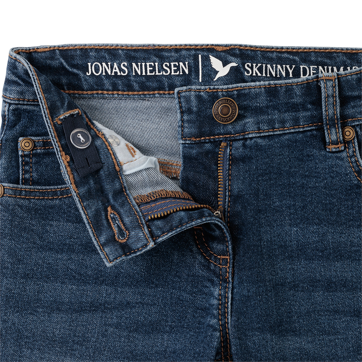 Jonas Nielsen Mädchen Skinny-Jeans mit Used-Waschung dunkelblau