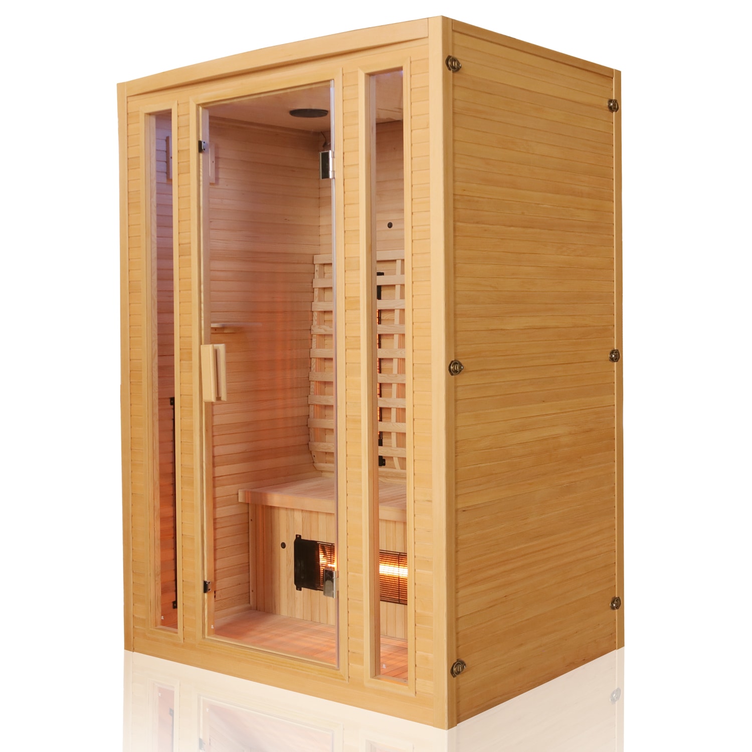 Tronitechnik® Infrarotkabine Infrarotsauna MANILA 130cm x 100cm inkl. 6 Vollspektrumstrahler, 2 Personen, LED, Hemlockholz