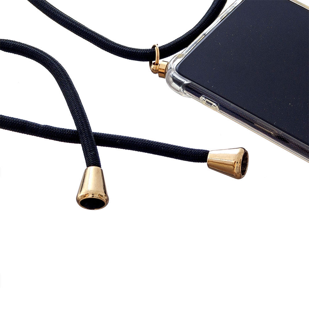 Huawei P30 Necklace Gummi Hülle Air Cushion Fallschutz   Handykette (150cm) - Schwarz / Gold