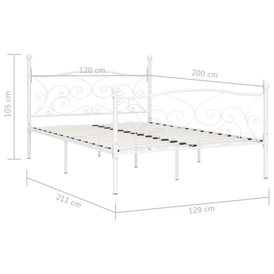 vidaXL - Metalen bed frame met hoofd- en voeteneinde - Wit - 120x200 cm
