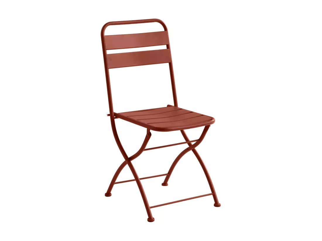 Salle à manger de jardin pliante en métal - une table L.60 cm et 2 chaises pliantes - Terracotta - MIRMANDE de MYLIA