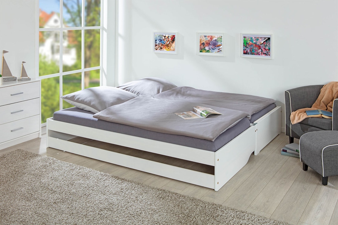 Stauraum-/Funktionsbett JANNES 90 x 200 cm weiß