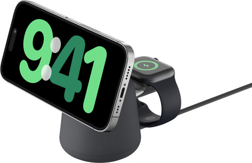 Belkin Boost Charge Pro MagSafe 2-in-1 Draadloze Oplader 15W met Standaard Zwart