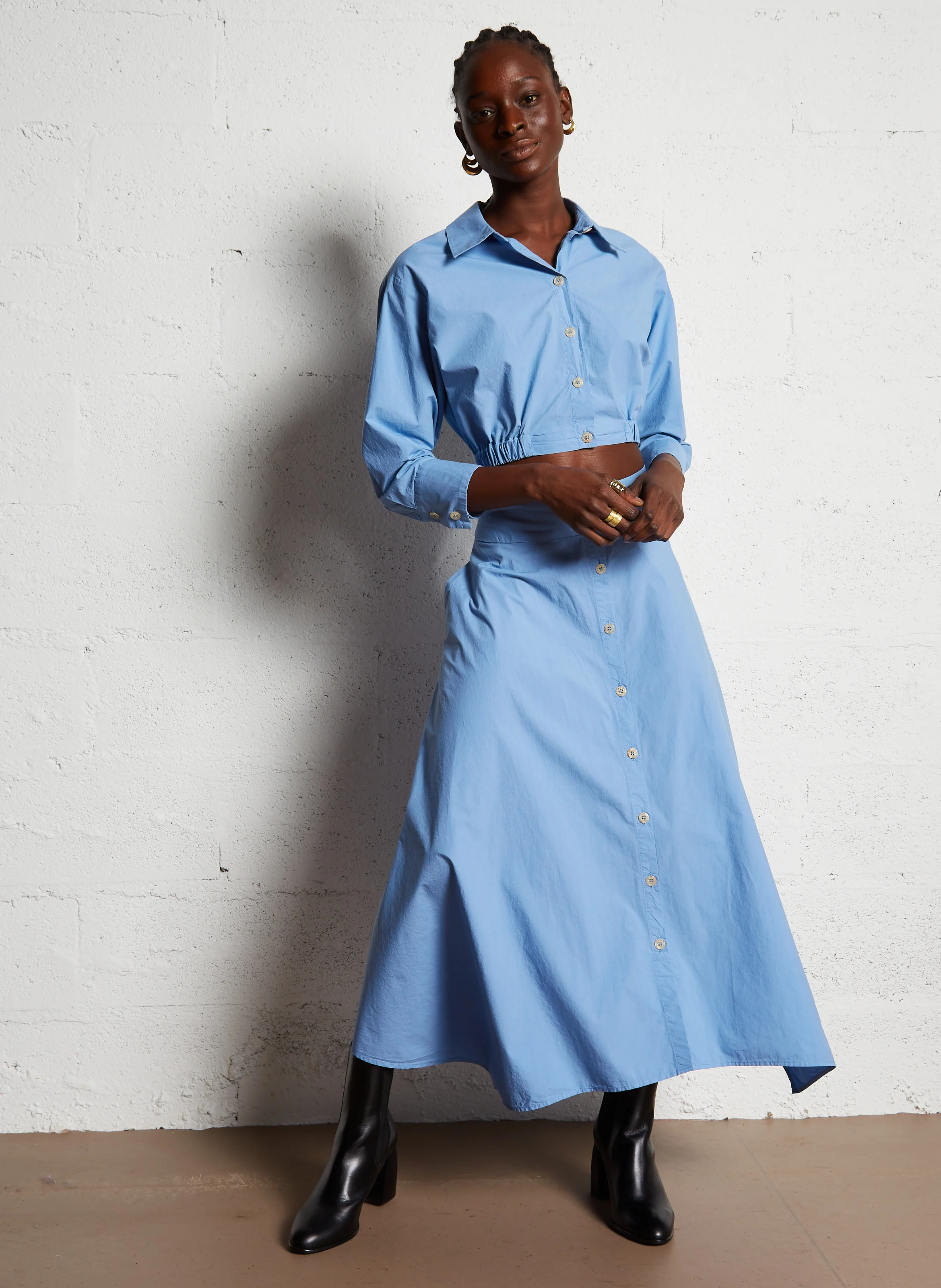 APRIL - Chemise courte en coton | Bleu