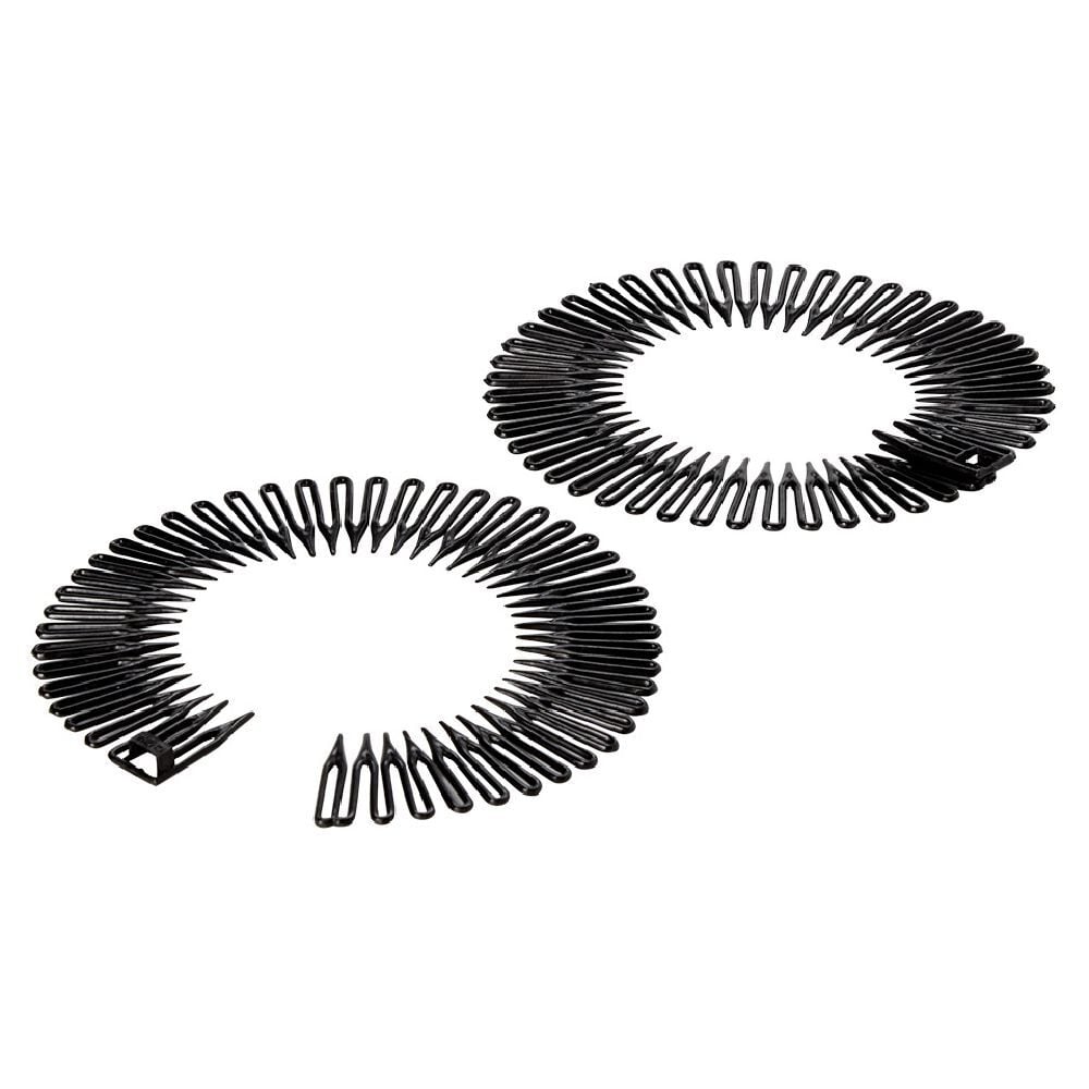 Serre tête en plastique noir brillant x2