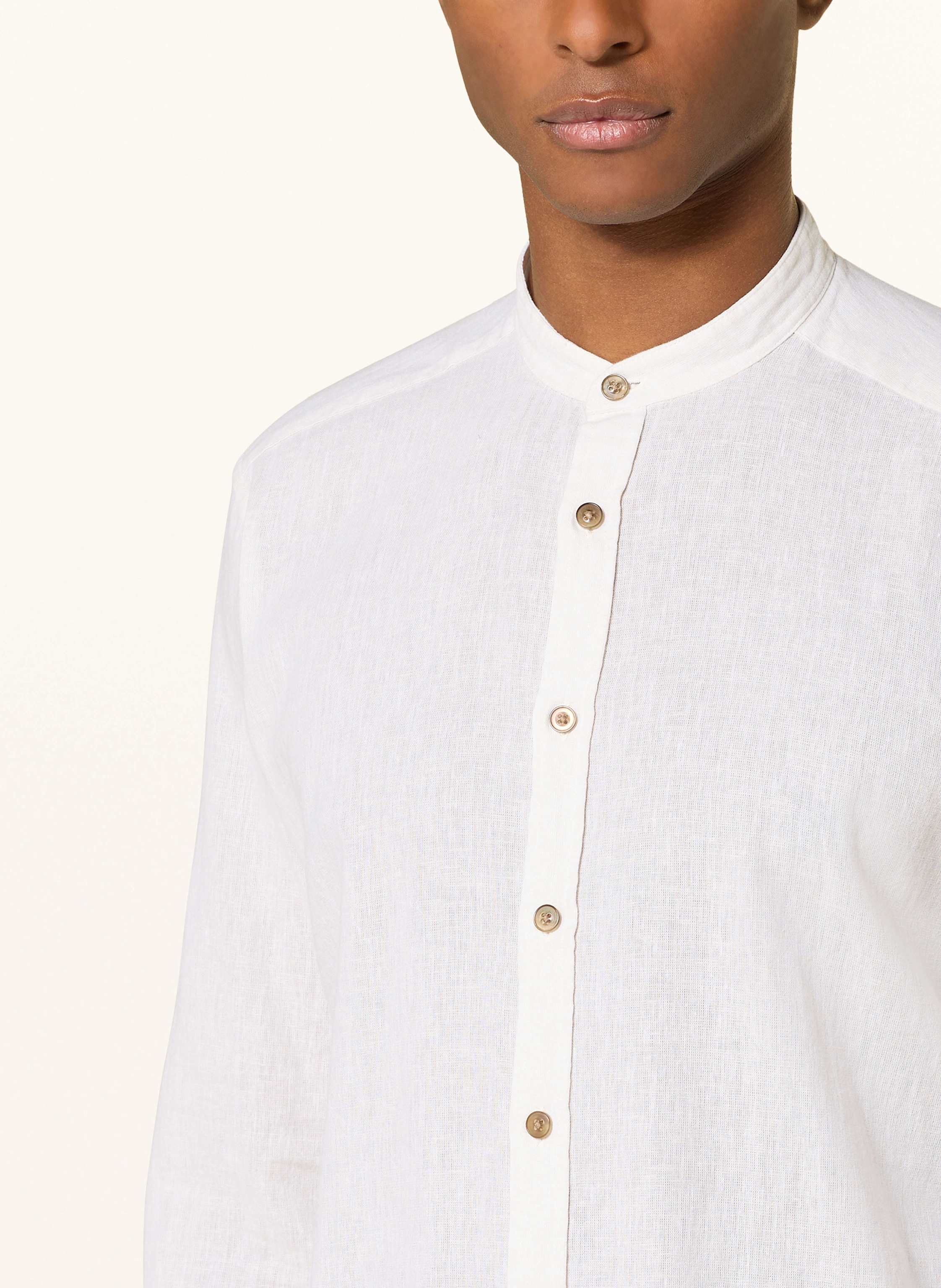 STROKESMAN'S Hemd Modern Fit mit Stehkragen und mit Leinen