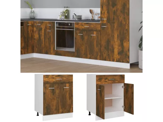 Armoire de plancher à tiroir Chêne fumé 60x46x81,5 cm