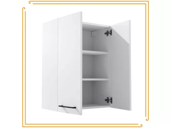 Armoire de salle de bain suspendue 60 cm au-dessus de l'évier de la machine à laver Étagères blanches noires
