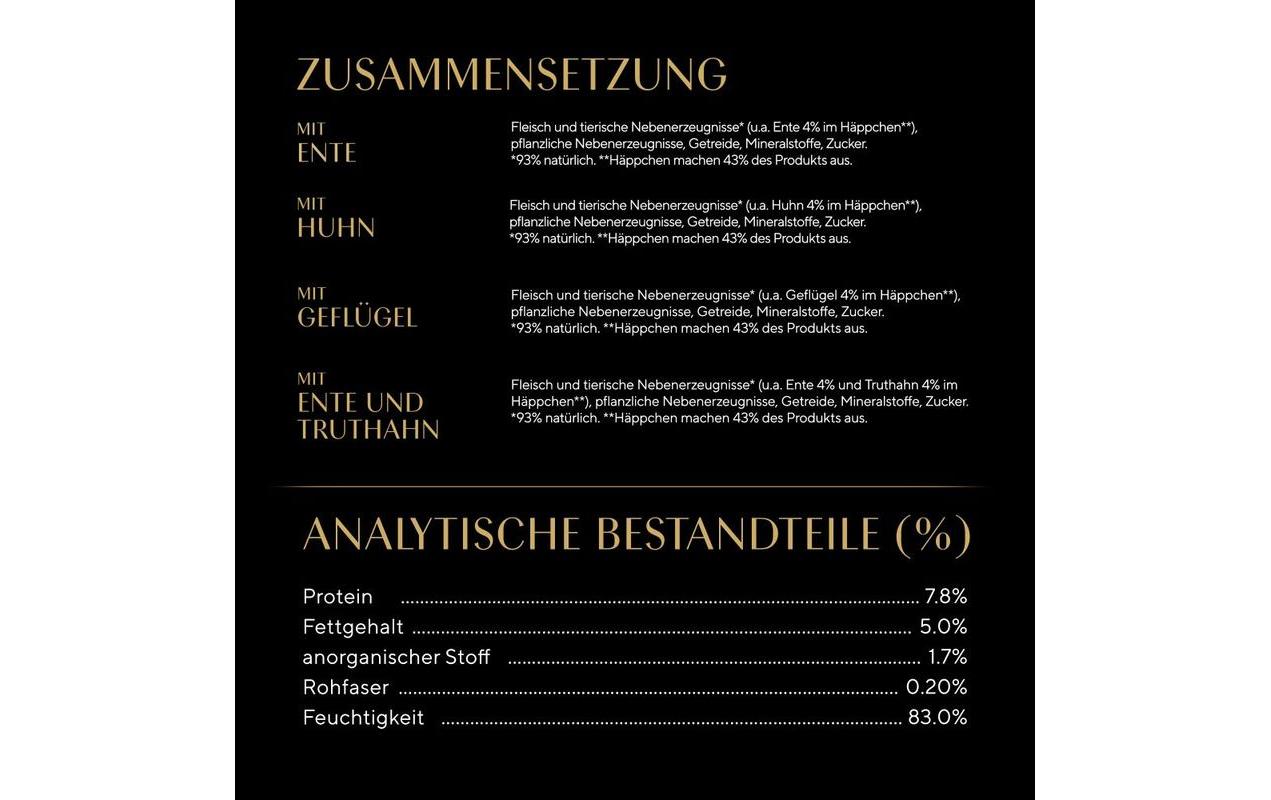 Nassfutter Selection Sauce Geflügel Variation, 4 x 85gAlleinfuttermittel für ausgewachsene Katzen