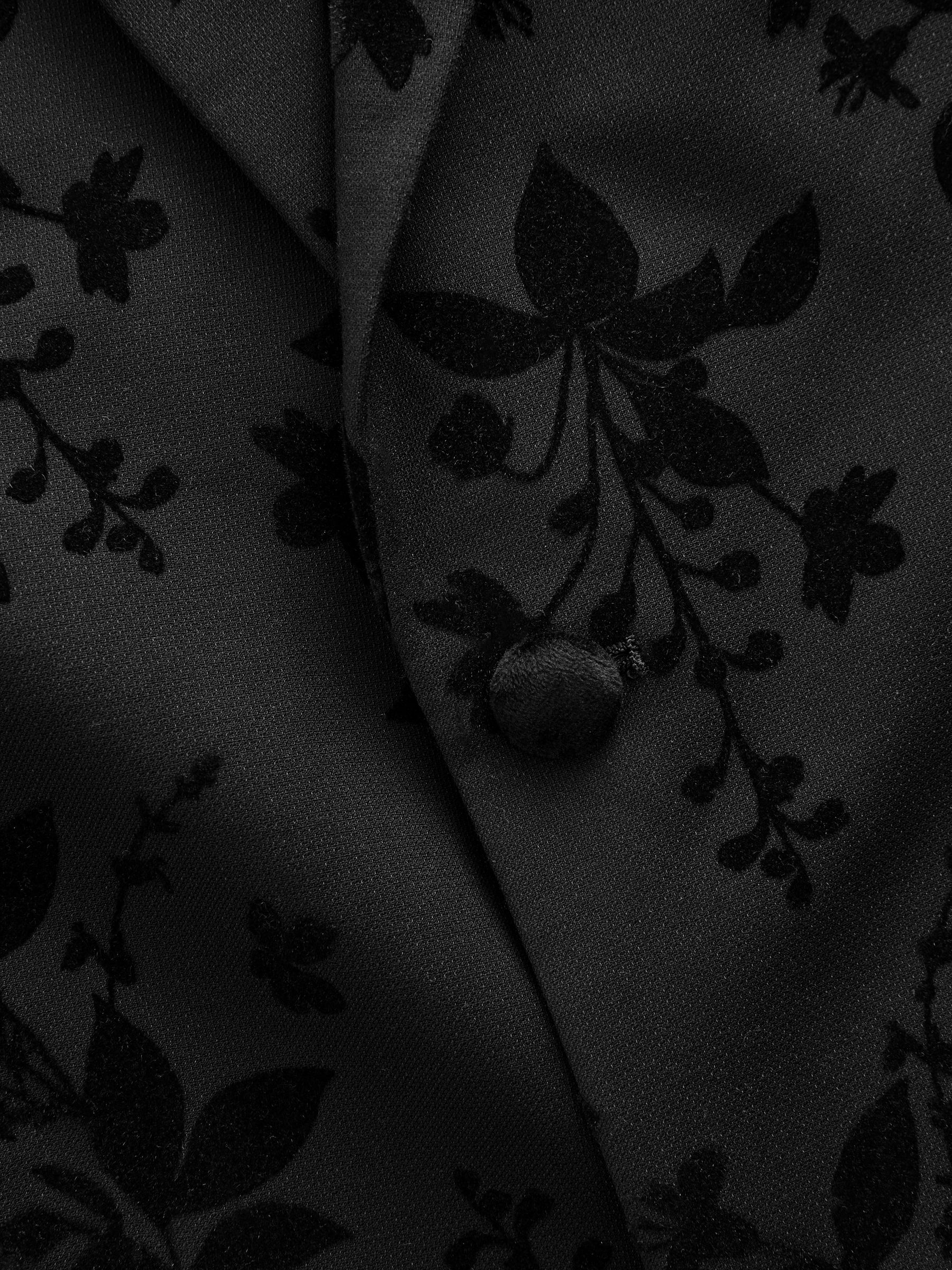Zwart - Fluwelen blazer met bloemenprint