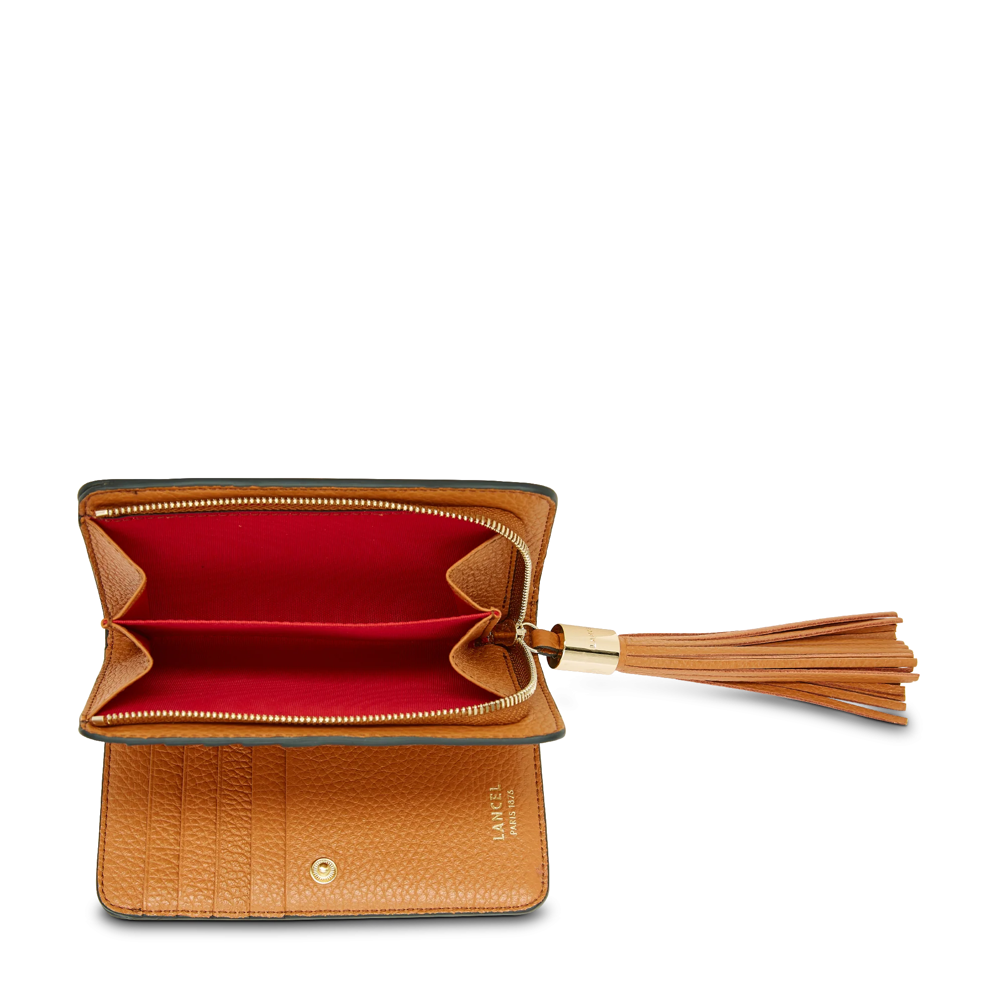 Portefeuille rectangulaire compact zippé Premier Flirt de Lancel-Camel