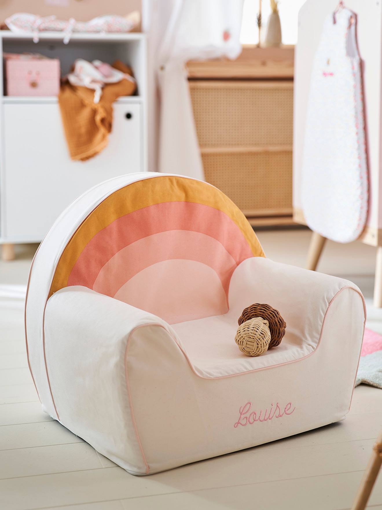 Poltrona de espuma Rainbow personalizável, branca clara, bicolor/multicolorida