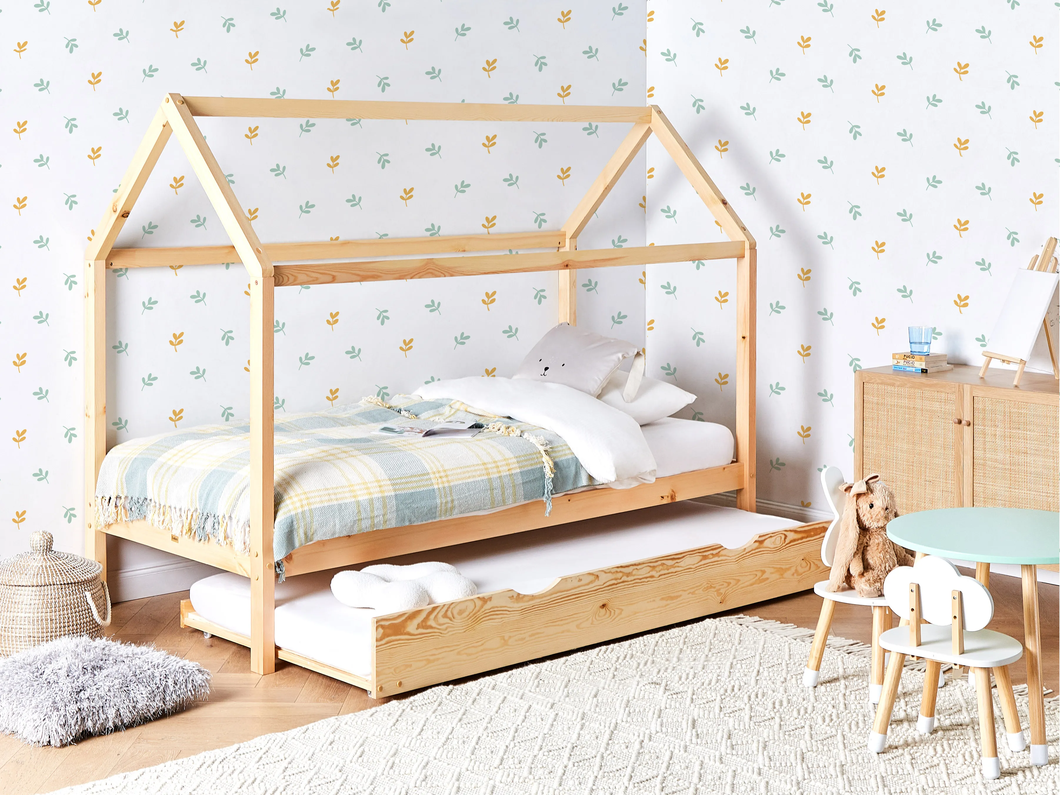 Kinderonderschuifbed Dennenhout CRILLON 90 x 200 cm Lichtbruin