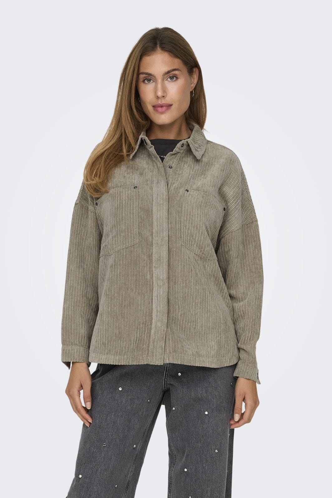 Only Onljanine-Rai Ls Ovs Cord Shacket 4452954 weathered teak