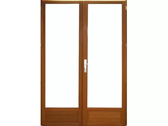 Porte Fenêtre Bois 2 Vantaux H215 X L120 Côtes Tableau + Poignée Et Barillet (ref 01245f924) Gd Menuiseries