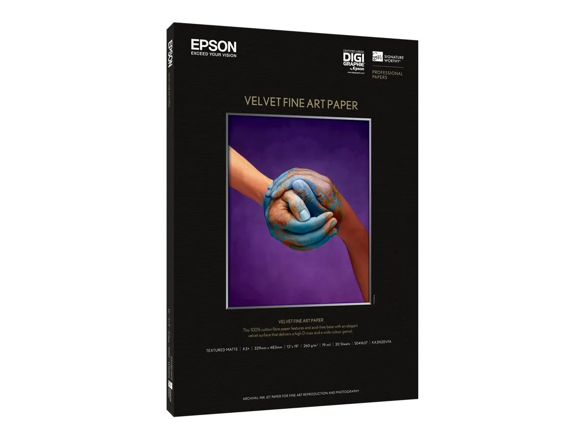Epson Fine Art Velvet - Fløjl - A2 (420 x 594 mm) 25 ark fint kunsttrykpapir - for SureColor P5000, P800, SC-P10000, P20000, P5000, P7500, P900, P9500
