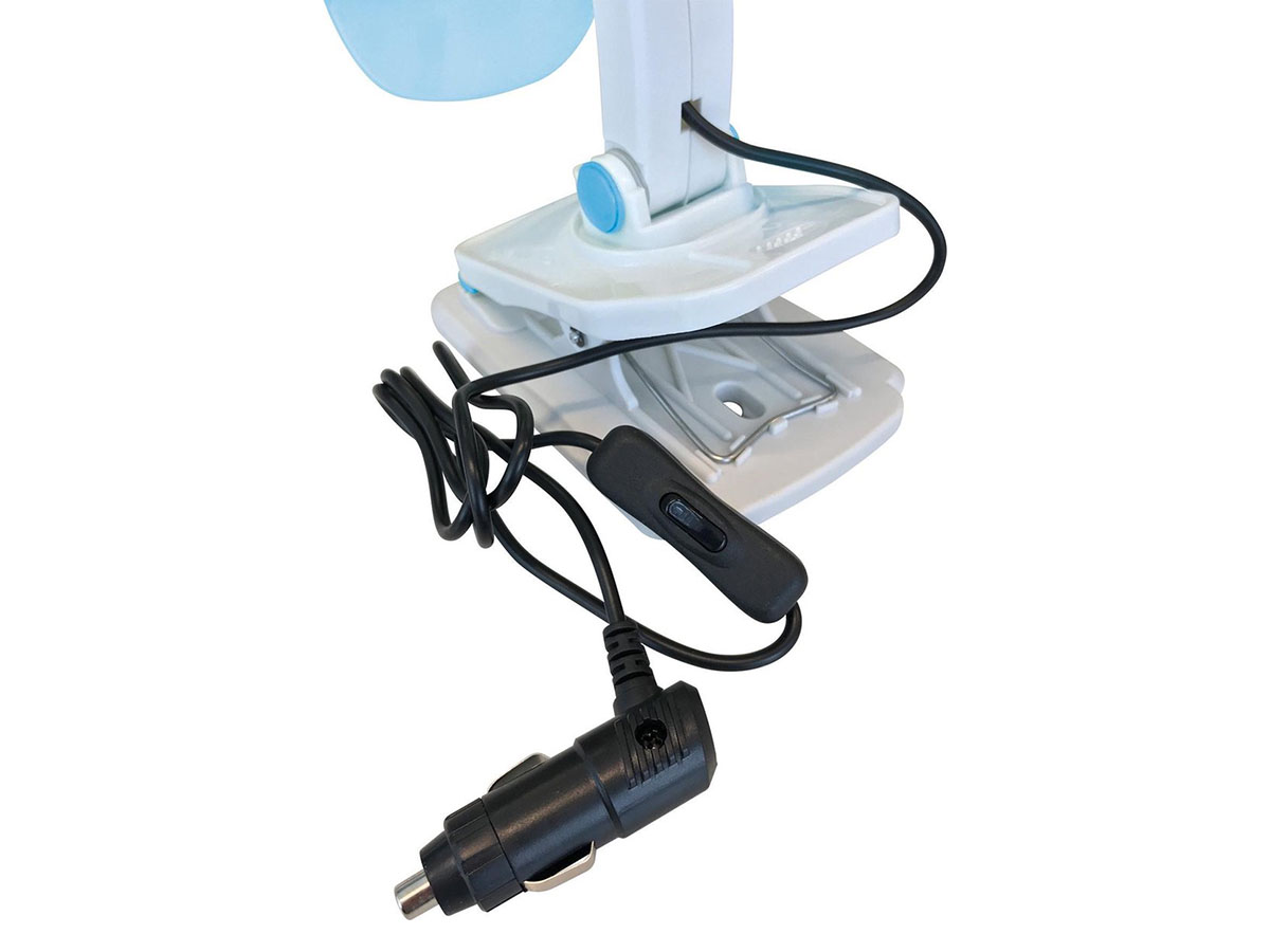 Eurotrail 12 volt tafelventilator met klem - Light blue