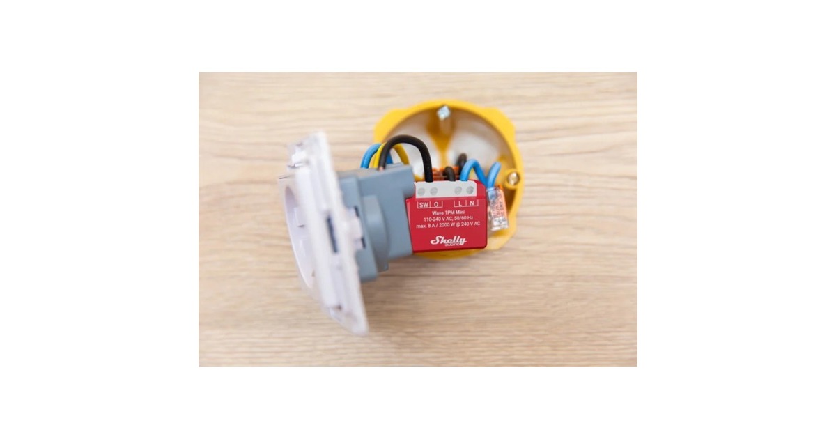 ShellyQubino Wave 1PM Mini relais  (Rood/wit, 1-kanaals, Z-Wave)