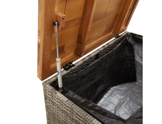 VIDAXL - Coffre Boîte de rangement de jardin gris résine tressée bois d'acac...